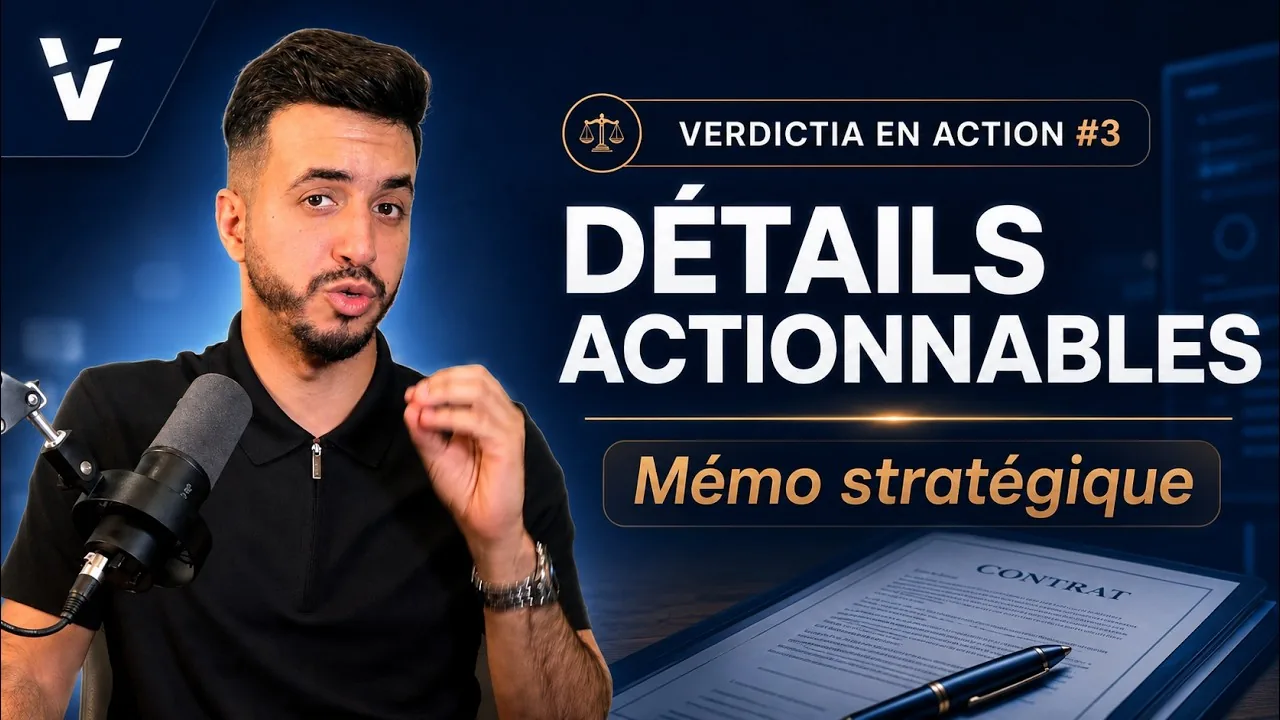 Miniature officielle YouTube pour Verdictia en action #3 — Transformer un point de vigilance en revue exploitable